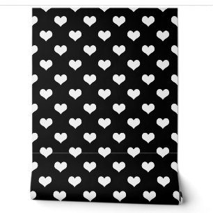 Zwart Wit Liefde Hart Patroon Ontwerp Behang