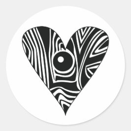 Zwart-wit LIEFDE hart Ronde Sticker