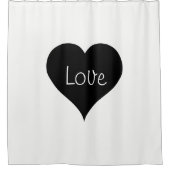 ZWART & WIT LIEFDE HART Tekst Print Douchegordijn (Voorkant)