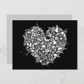 Zwart Wit Liefde Hart Vormt Briefkaart (Voorkant / Achterkant)