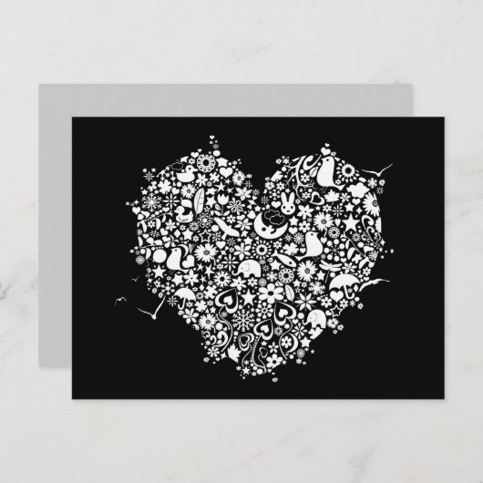 Zwart Wit Liefde Hart Vormt Briefkaart (Voorkant / Achterkant)