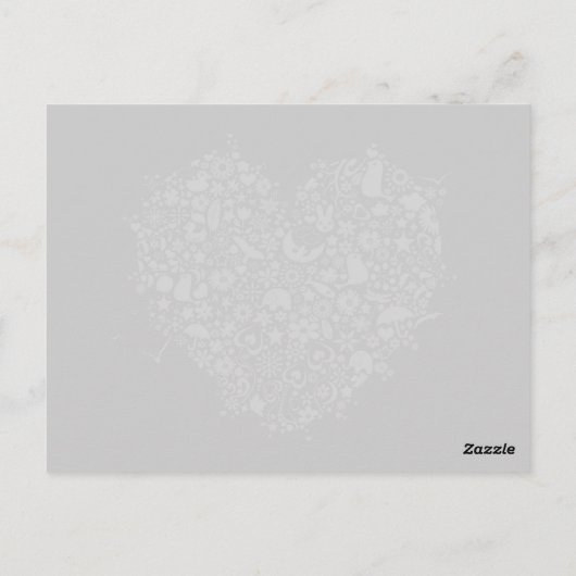 Zwart Wit Liefde Hart Vormt Briefkaart (Achterkant)