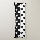 Zwart Wit Liefde Hartpatroon Lichaamskussen (Achterkant (Verticaal))