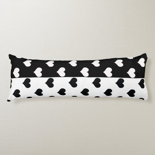 Zwart Wit Liefde Hartpatroon Lichaamskussen (Voorkant)