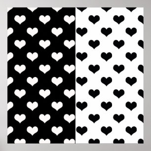 Zwart Wit Liefde Hartpatroon Poster