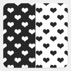 Zwart Wit Liefde Hartpatroon Vierkante Sticker