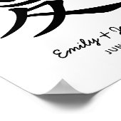 Zwart-wit liefde Kanji bruiloft Poster (Hoek)