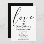 Zwart & Wit LIEFDE Modern Script Bruiloft Kaart (Voorkant / Achterkant)