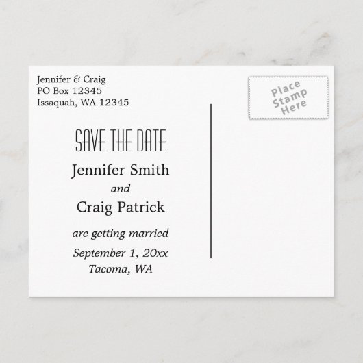 Zwart-wit Liefde Save the Date Aankondigingskaart (Achterkant)