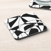 Zwart-wit lijnen, blokkleurig printpatroon bier onderzetter (Linkerzijde)