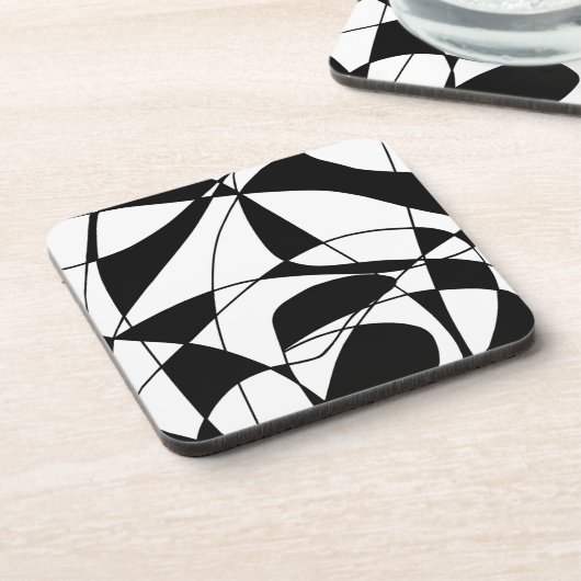 Zwart-wit lijnen, blokkleurig printpatroon bier onderzetter (Linkerzijde)