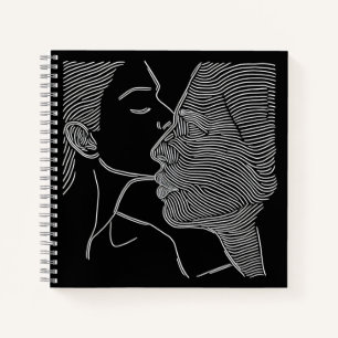 Zwart-wit lijnkunst van een stel notitieboek
