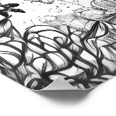 Zwart-wit lijntekening Olifant | AI Poster (Hoek)