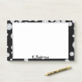 Zwart wit lijst glamoureus monogram post-it® notes (Op bureau)