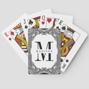Zwart-wit Lijst Monogram Pokerkaarten