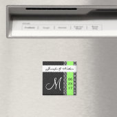 Zwart wit lime groen damast kant bruiloft magneet (Insitu (Vaatwasser))