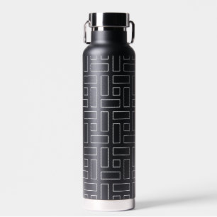 Zwart-wit lineair blokpatroon - Zwart Waterfles