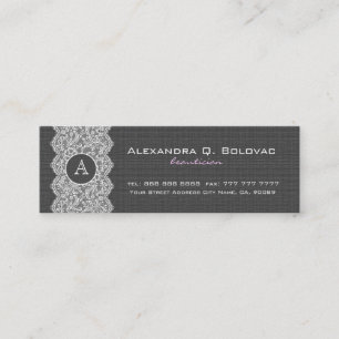 Zwart & Wit  Linnen & Kant Mini Visitekaartje