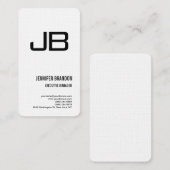 Zwart Wit Linnen Monogram Minimalistische Moderne  Visitekaartje (Voorkant / Achterkant)