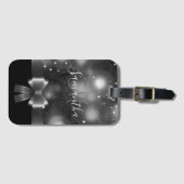 Zwart-wit lint bagagelabel (Voorkant (horizontaal))