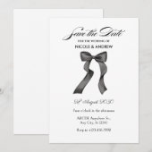 Zwart-wit lint bruiloft  save the date (Voorkant / Achterkant)