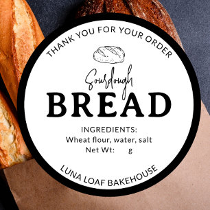 Zwart Wit Logo Bakkerij Zuurdesembrood Sticker
