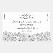 Zwart-wit logo Bloemen Kaars Label (Voorkant)