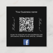 Zwart wit logo QR code Facebook premium Vierkante Visitekaartje (Achterkant)