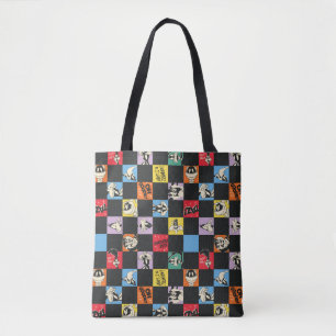 Zwart-wit LOONEY TUNES™ in kleurrijke checker Draagtas