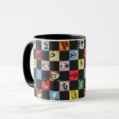 Zwart-wit LOONEY TUNES™ in kleurrijke checker Mok (Voorkant links)