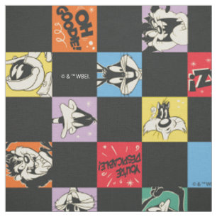 Zwart-wit LOONEY TUNES™ in kleurrijke checker Stof