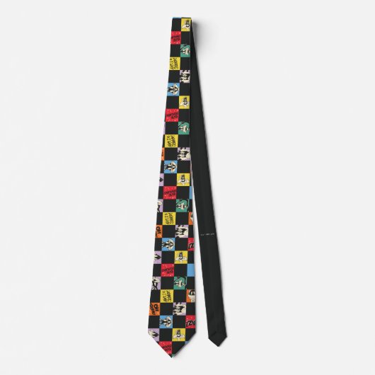 Zwart-wit LOONEY TUNES™ in kleurrijke checker Stropdas (Voorkant)