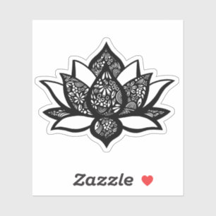 Zwart-wit Lotus Bloem Die-Cut Sticker