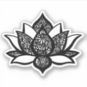Zwart-wit Lotus Bloem Die-Cut Sticker (Voorkant)