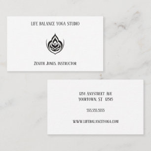 Zwart-wit Lotus en Flame Yoga Visitekaartje