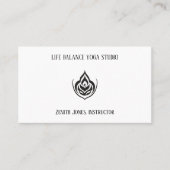 Zwart-wit Lotus en Flame Yoga Visitekaartje (Voorkant)