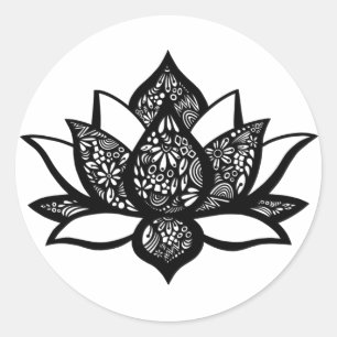 Zwart-wit Lotus Flower Sticker