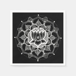 Zwart-wit Lotus Mandala Servet