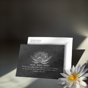 Zwart wit Lotus Yoga Meditation Instructor Quote Briefkaart