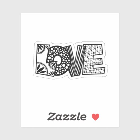 Zwart-wit LOVE Die-Cut Vinyl Sticker (Vel)