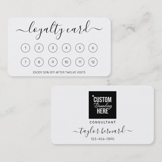 Zwart-wit loyaliteit beloont Kaart met Logo (Voorkant / Achterkant)