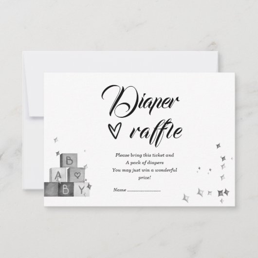 Zwart-wit Luier Raffle Kaart (Voorkant)