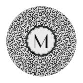 Zwart-Wit Luipaard Monogram Snijplank (Voorkant)