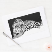 Zwart-wit luipaard rechthoekige sticker (Envelop)