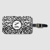 Zwart-wit luipaardmonogram bagagelabel (Voorkant (horizontaal))