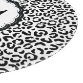 Zwart-wit luipaardmonogram snijplank (Hoek)