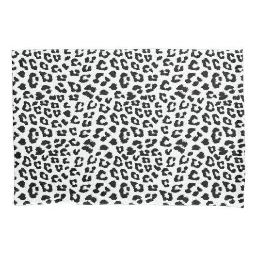 Zwart-wit luipaardprint kussensloop (Voorkant-Links)