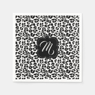 Zwart-wit luipaardprint met aangepast monogram servetten
