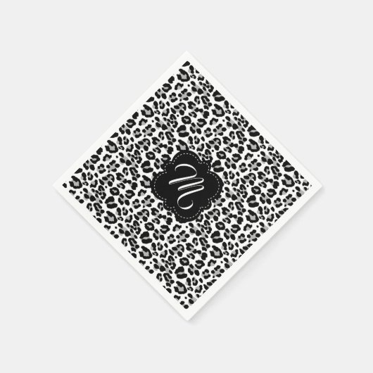 Zwart-wit luipaardprint met aangepast monogram servetten (Hoek)