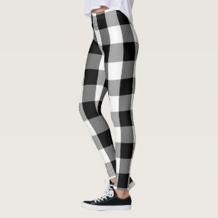 Zwart-wit lumberjack flatpanel leggings